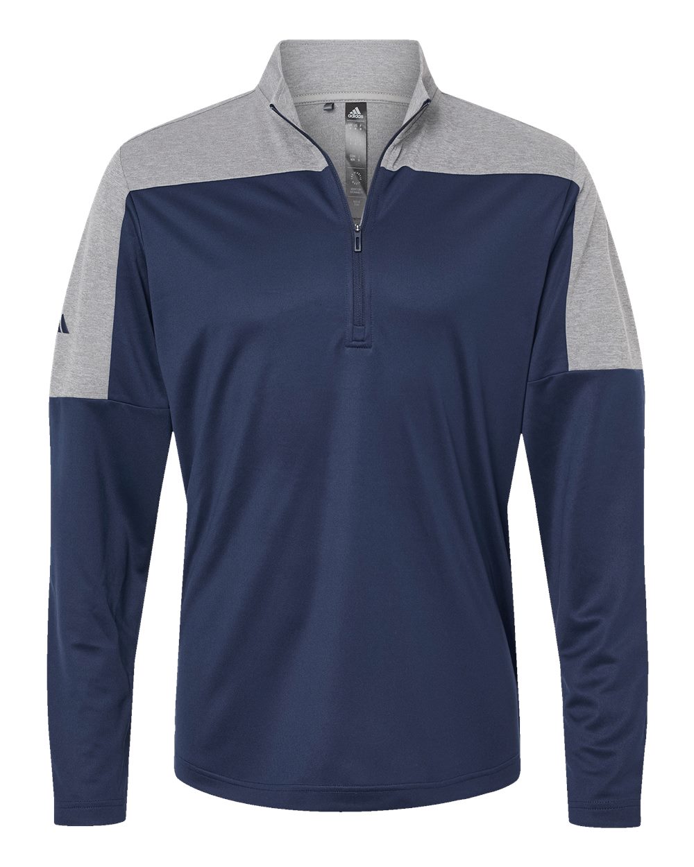 Adidas Men's Ultimate365 Lightweight Colorblocked Quarter-Zip Pullover. A552 - Collegiate Navy/ Grey Three Melange