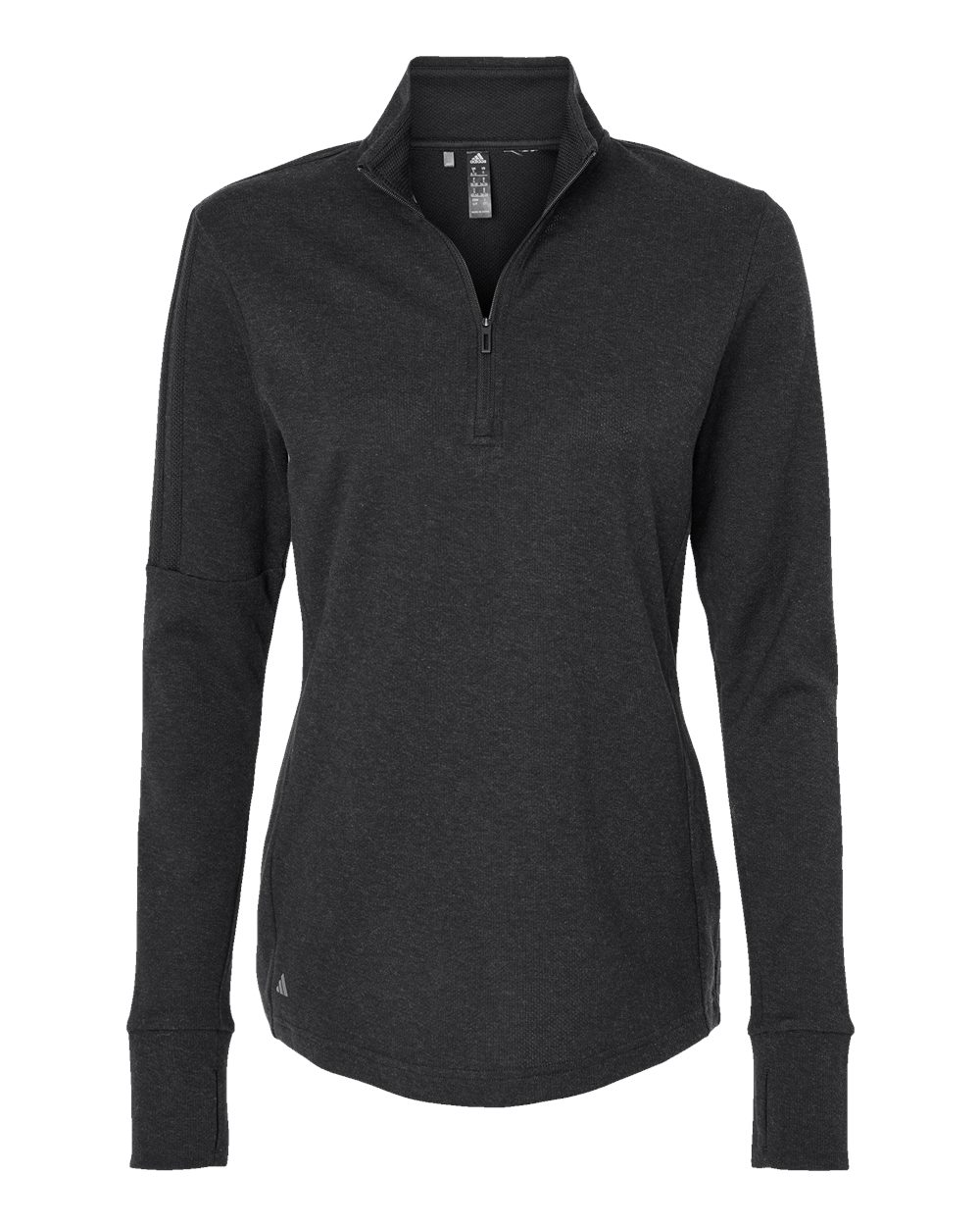 Adidas Women's 3-Stripes Quarter-Zip Sweater Pullover. A555 - Black Melange