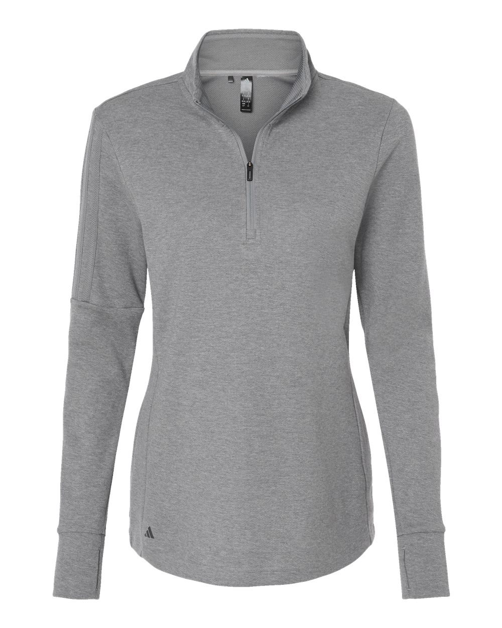 Adidas Women's 3-Stripes Quarter-Zip Sweater Pullover. A555 - Grey Three Melange