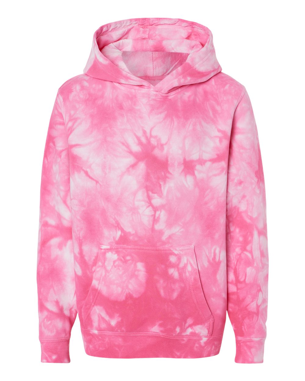 Independent Trading Co. Youth Midweight Tie-Dyed Hooded Sweatshirt. PRM1500TD - Tie Dye Pink