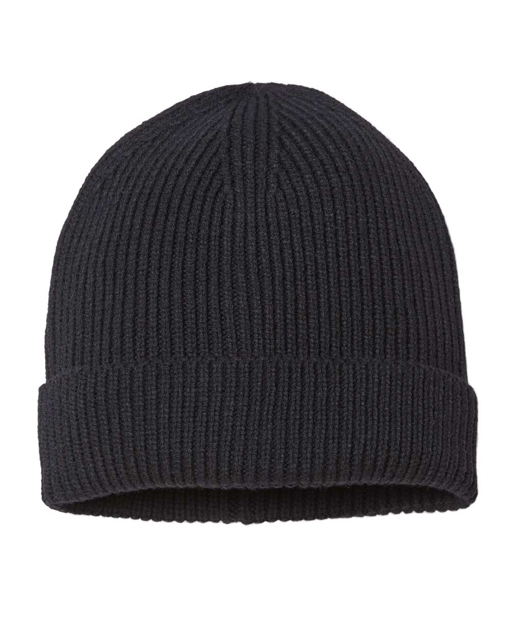 Atlantis Headwear Sustainable Fine Rib Cuffed Beanie. ANDY - Black