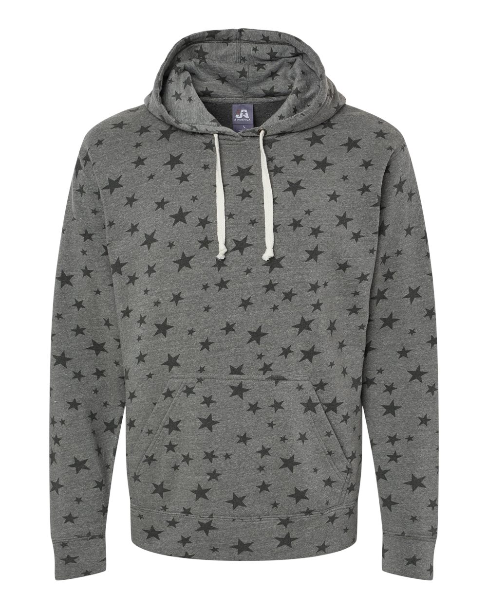 J. America Men's Triblend Fleece Hooded Sweatshirt. 8871 - Smoke Stars Triblend