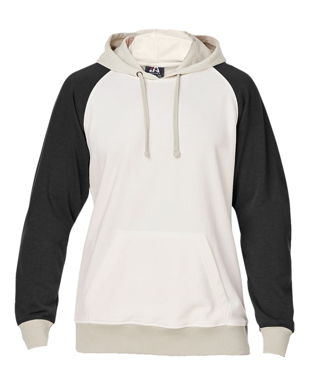 J. America Unisex Vintage Tricolor Hooded Sweatshirt. 8886 - Antique White/ Black