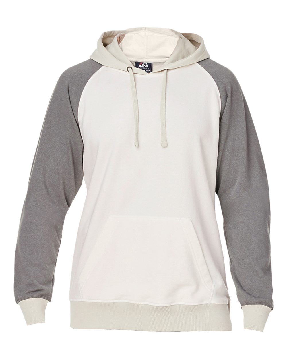 J. America Unisex Vintage Tricolor Hooded Sweatshirt. 8886 - Antique White/ Smoke