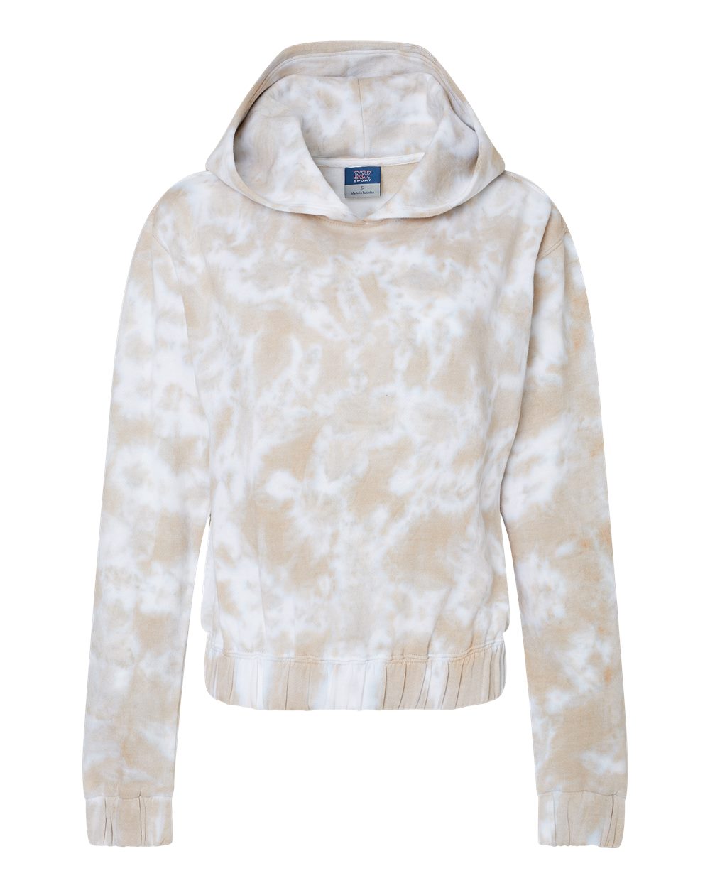 MV Sport Women's Sueded Fleece Tie-Dyed Crop Hooded Sweatshirt. W23718 - Atmosphere