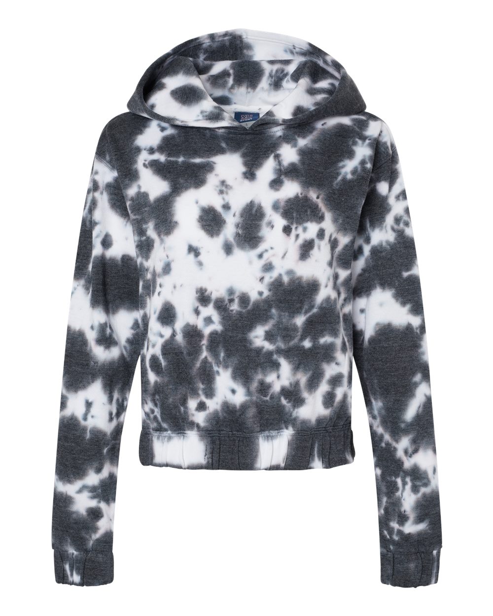 MV Sport Women's Sueded Fleece Tie-Dyed Crop Hooded Sweatshirt. W23718 - Charcoal