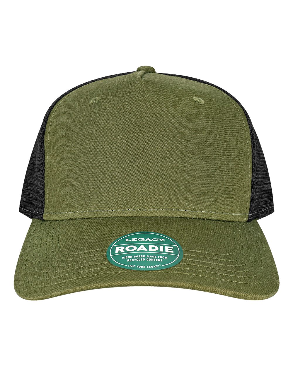LEGACY Five-Panel Adjustable Cap. ROADIE - Olive Slub/ Black
