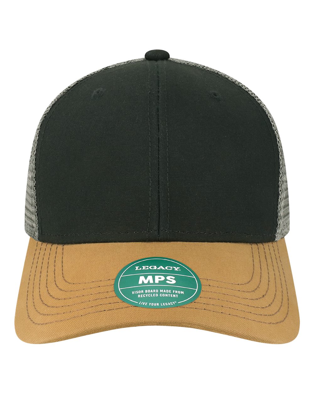 LEGACY Mid-Pro Snapback Trucker Cap. MPS - Black/ Caramel/ Dark Grey