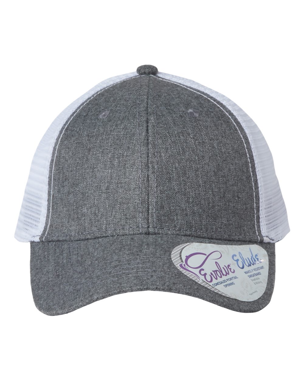 Infinity Her Women's Modern Trucker Cap. CHARLIE - Heather Grey/ White