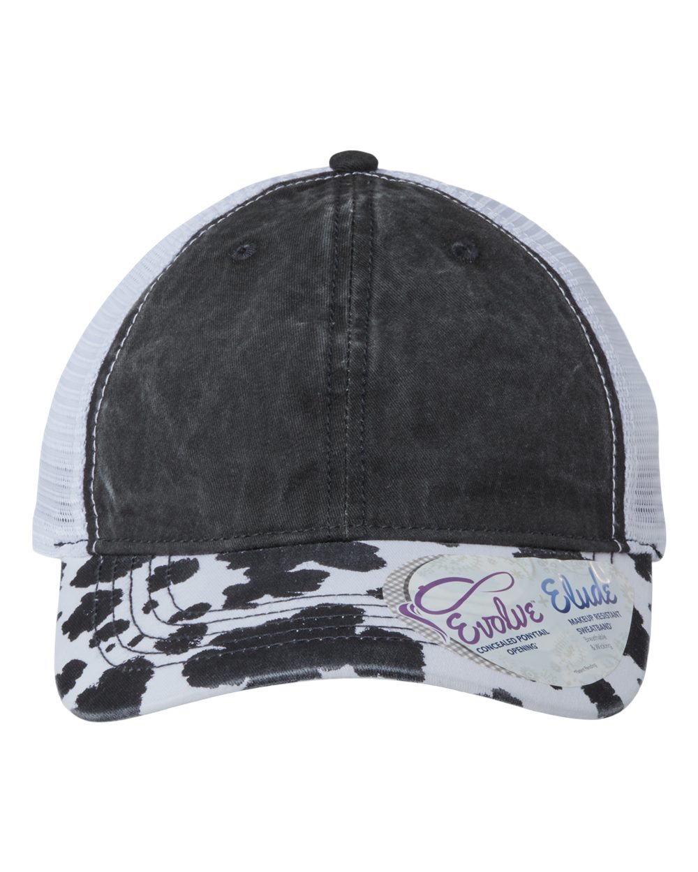 Infinity Her Women's Printed Bill with Mesh Back Cap. JANET - Black/ Cow/ White