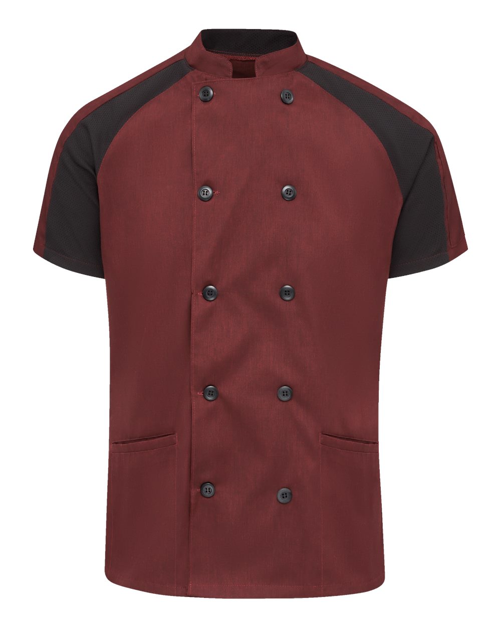 Chef Designs Women's Airflow Raglan Chef Coat. 051W - Merlot Heather/ Black Mesh