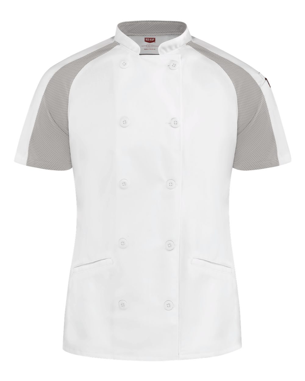 Chef Designs Women's Airflow Raglan Chef Coat. 051W - White/ Grey Mesh
