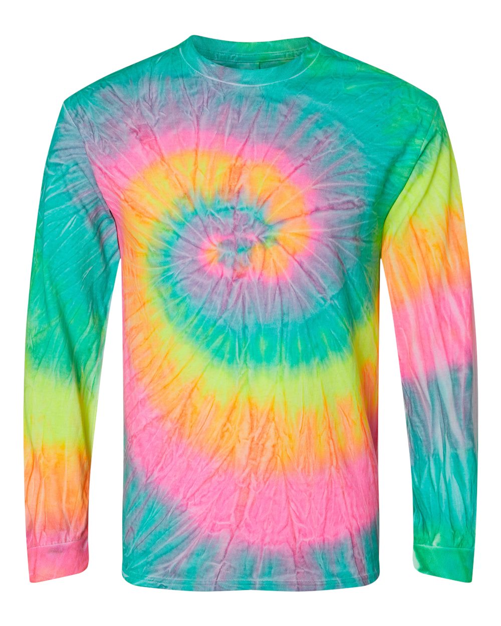 Colortone Unisex Tie-Dyed Long Sleeve T-Shirt. 2000 - Minty Rainbow