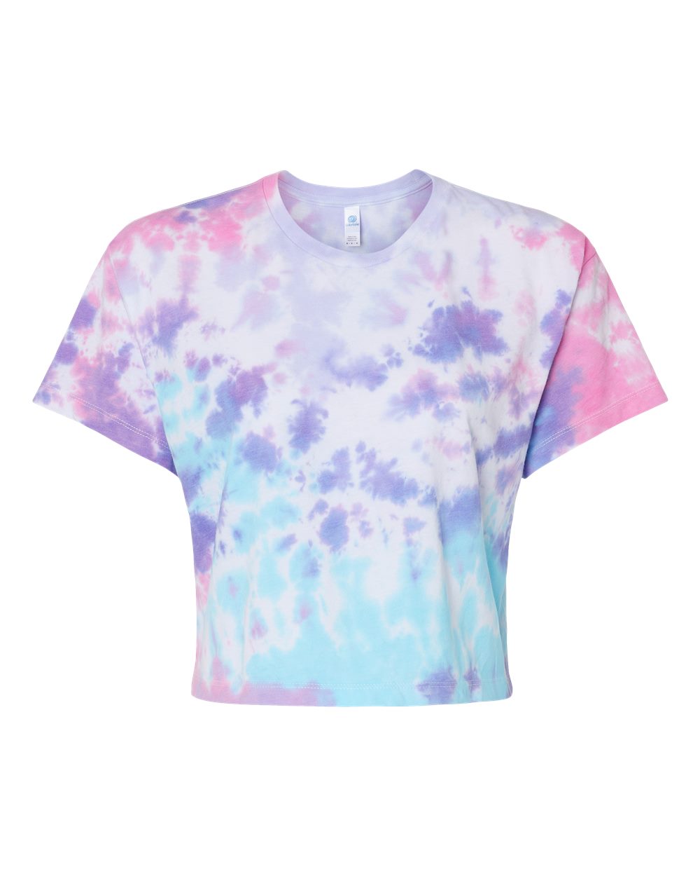 Colortone Women's Tie-Dyed Crop T-Shirt. 1050 - Cotton Candy