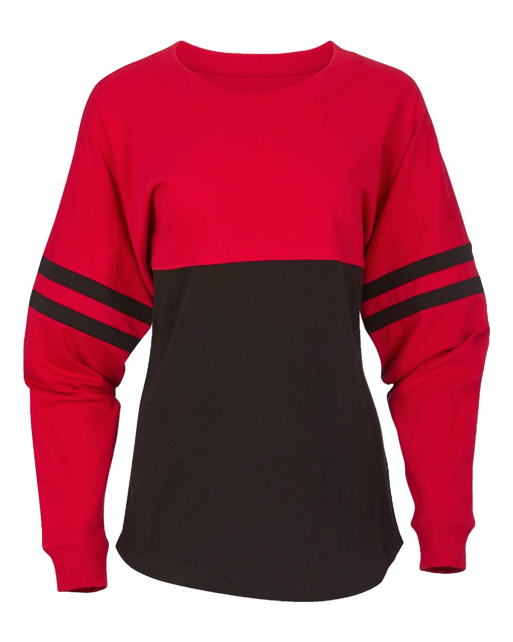 Boxercraft Women's Pom Pom Long Sleeve Jersey T-Shirt. BW3514 - Red/ Black