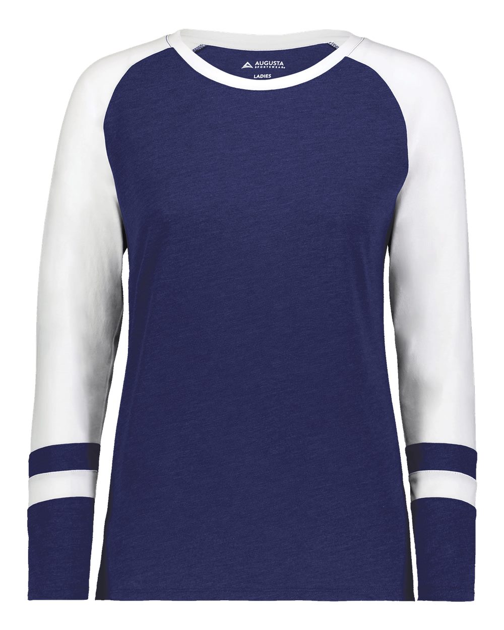 Augusta Sportswear Women's Triblend Fanatic 2.0 Long Sleeve T-Shirt. 2917 - Navy/ White