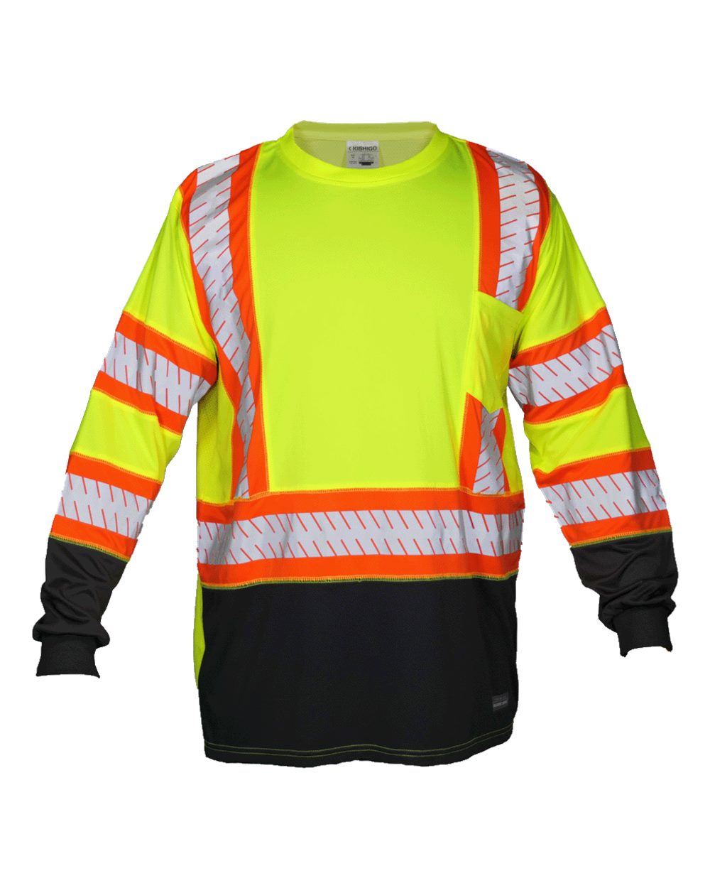 Kishigo Unisex DOT Class 3 Long Sleeve T-Shirt. 9181 - Lime
