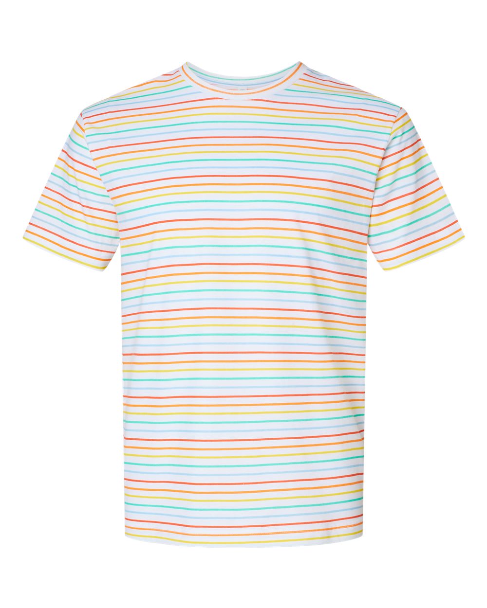 LAT Unisex Fine Jersey Tee. 6901 - Rainbow Stripe