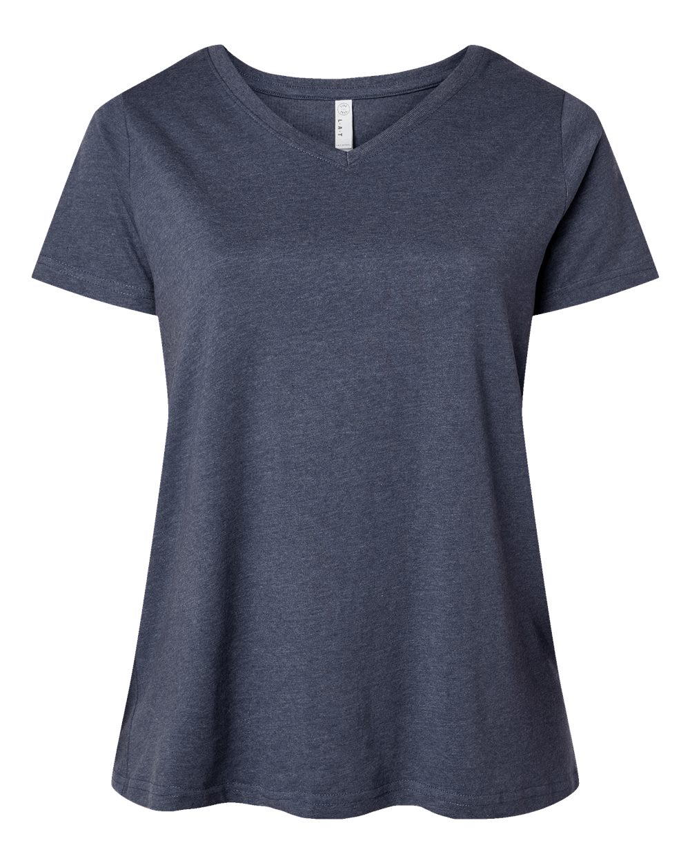 LAT Women's Curvy Collection Fine Jersey V-Neck Tee. 3817 - Vintage Denim