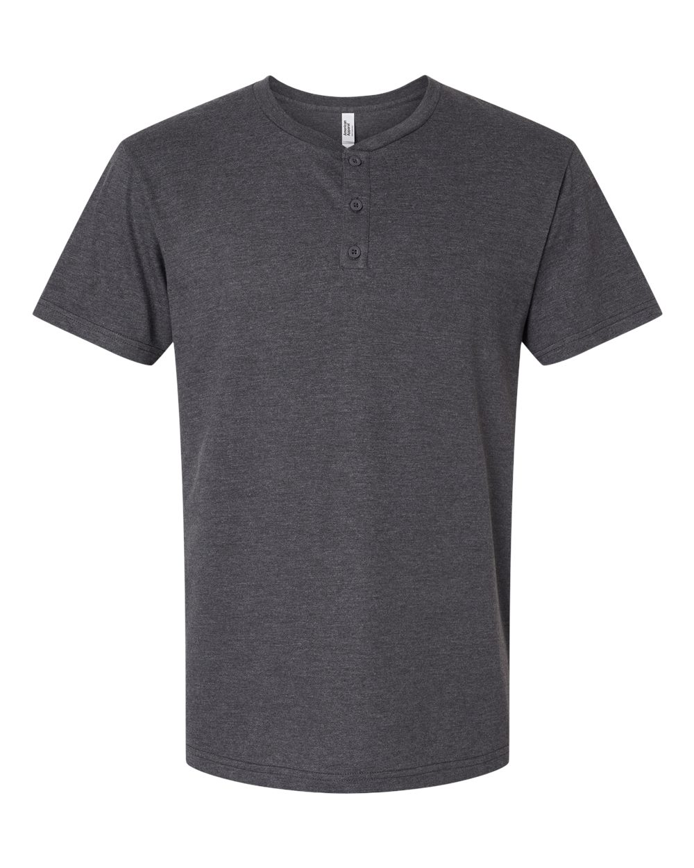 American Apparel Unisex CVC Henley Tee. 2004CVC - Heather Charcoal