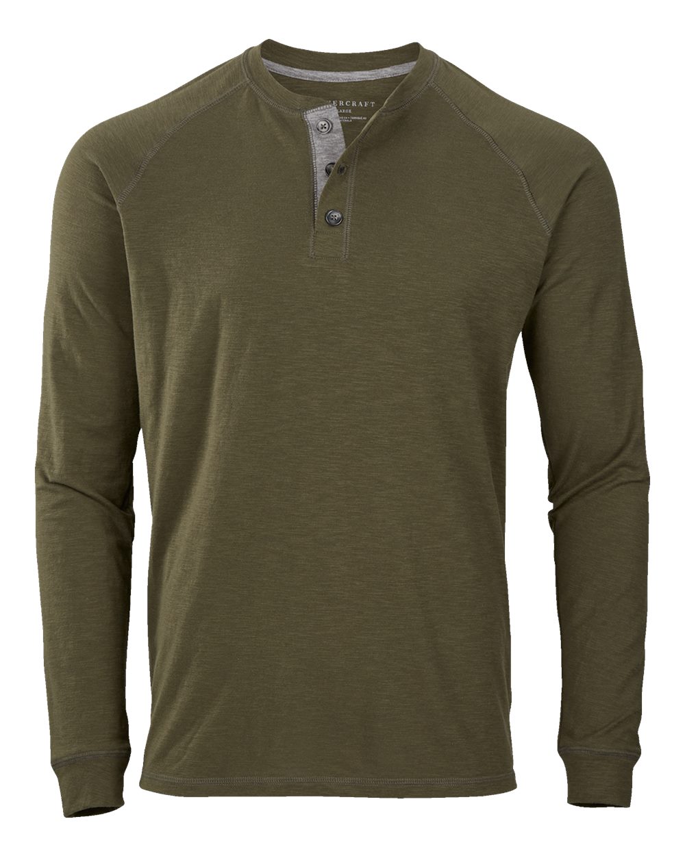 Boxercraft Unisex Henley Long Sleeve T-Shirt. BM3101 - Olive