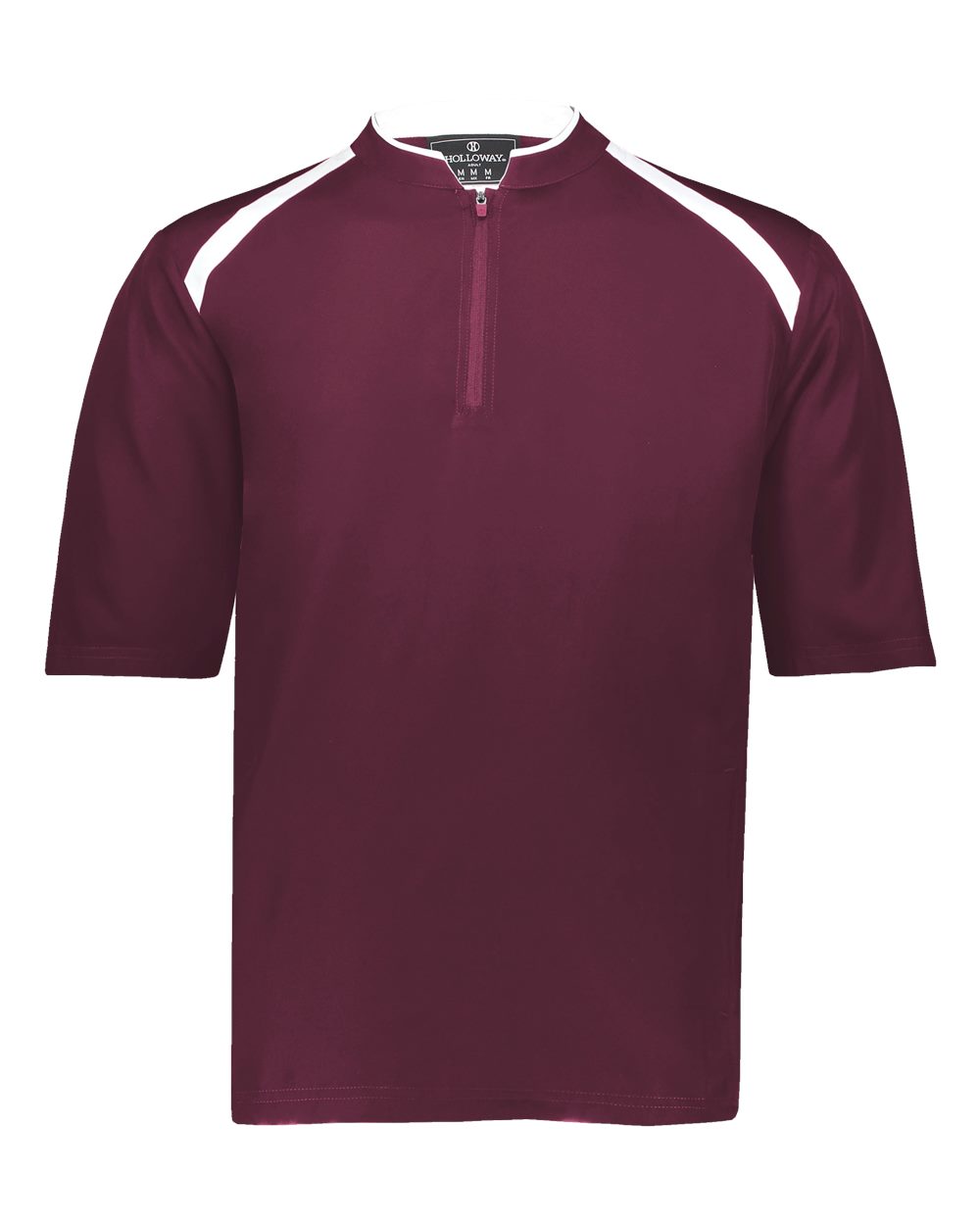 Holloway Men's Clubhouse Short Sleeve Quarter-Zip Pullover. 229581 - Maroon/ White