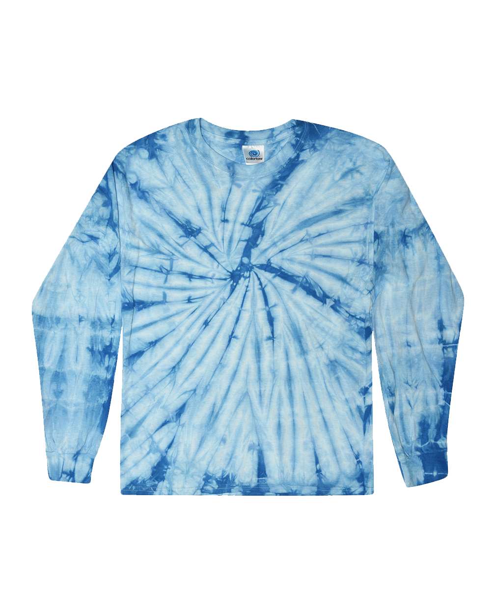 Colortone Unisex Tie-Dyed Long Sleeve T-Shirt. 2000 - Spider Baby Blue