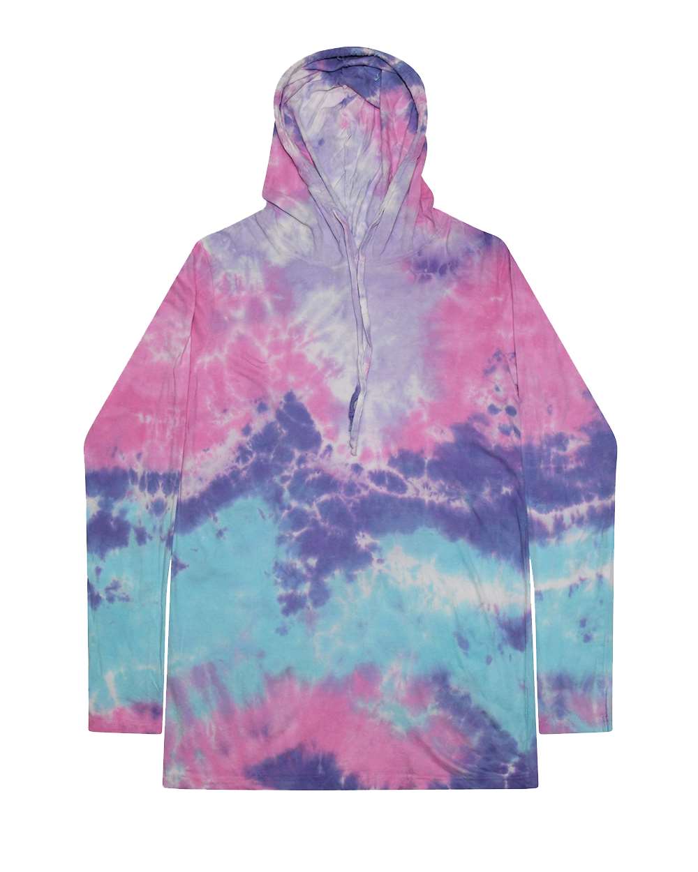 Colortone Unisex Tie-Dyed Hooded Long Sleeve T-Shirt. 2777 - Cotton Candy