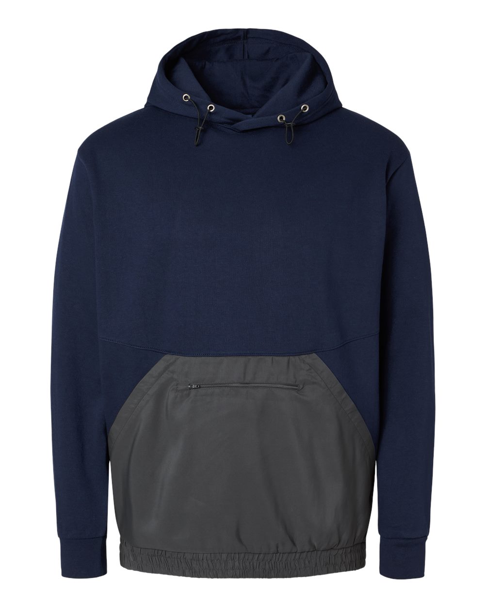 MV Sport Unisex Mixed Media Hooded Sweatshirt. 23112 - Navy/ Charcoal