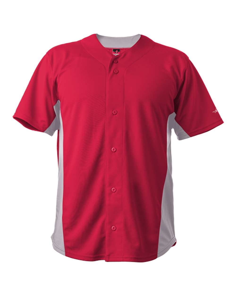 Alleson Athletic Unisex Crush Full Button Baseball Jersey. 566BFJ - Red/ Grey/ White
