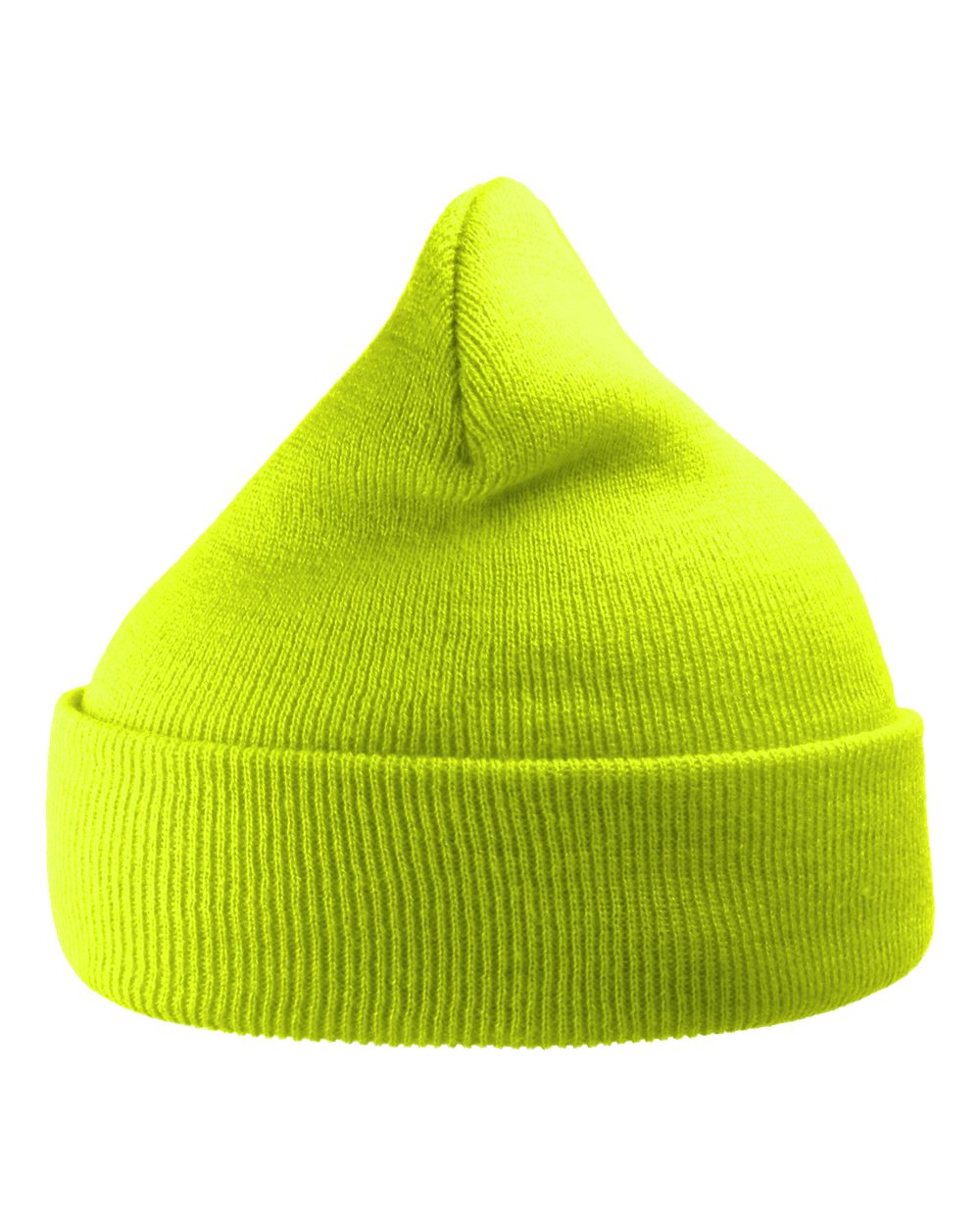 Atlantis Headwear Sustainable 12" Knit Beanie. WIND - Yellow Fluorescent