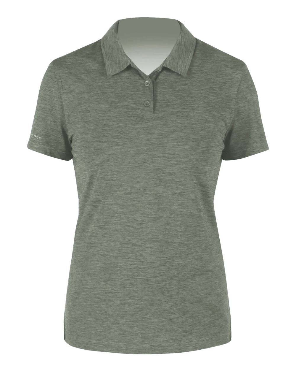 ANETIK Women's Breeze Tech Polo. WPBRZS1 - Dark Olive Heathered