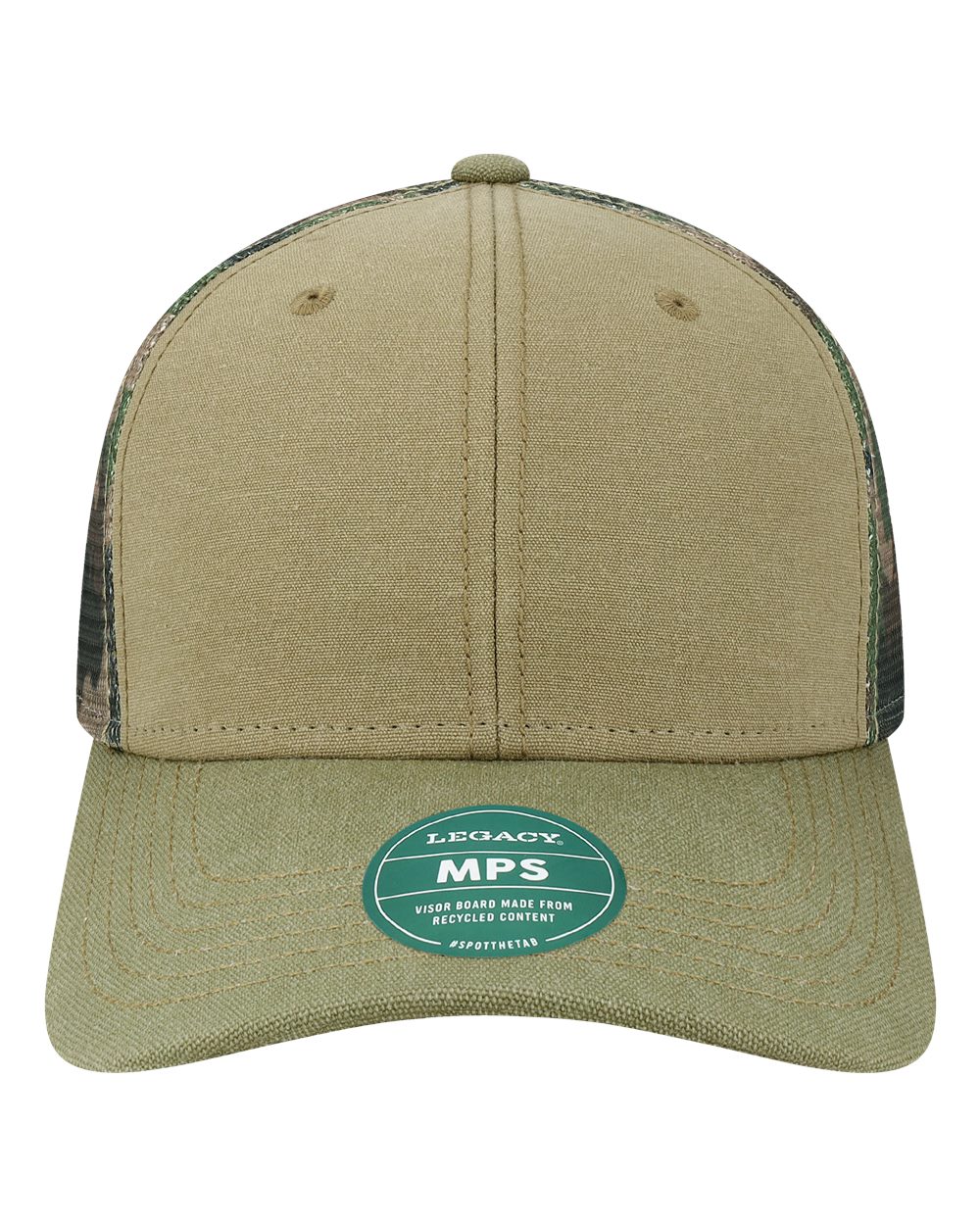 LEGACY Mid-Pro Snapback Trucker Cap. MPS - Khaki/ Sage/ Camo Mesh