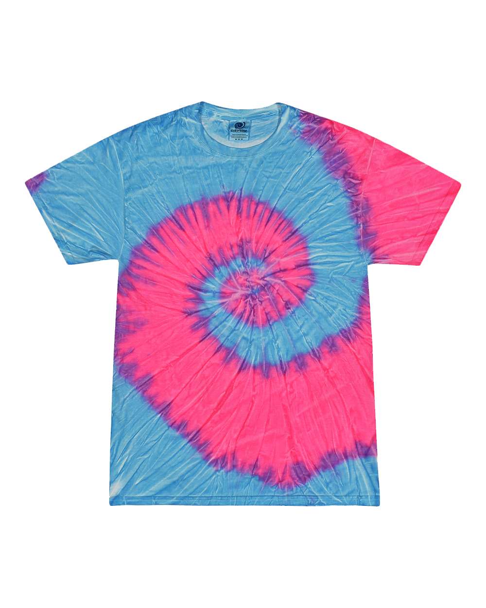 Colortone Unisex Multi-Color Tie-Dyed T-Shirt. 1000 - Flo Blue/ Pink