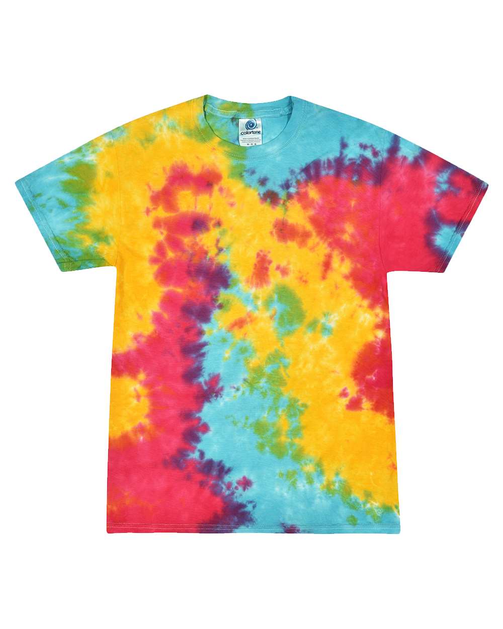 Colortone Unisex Multi-Color Tie-Dyed T-Shirt. 1000 - Multi Rainbow