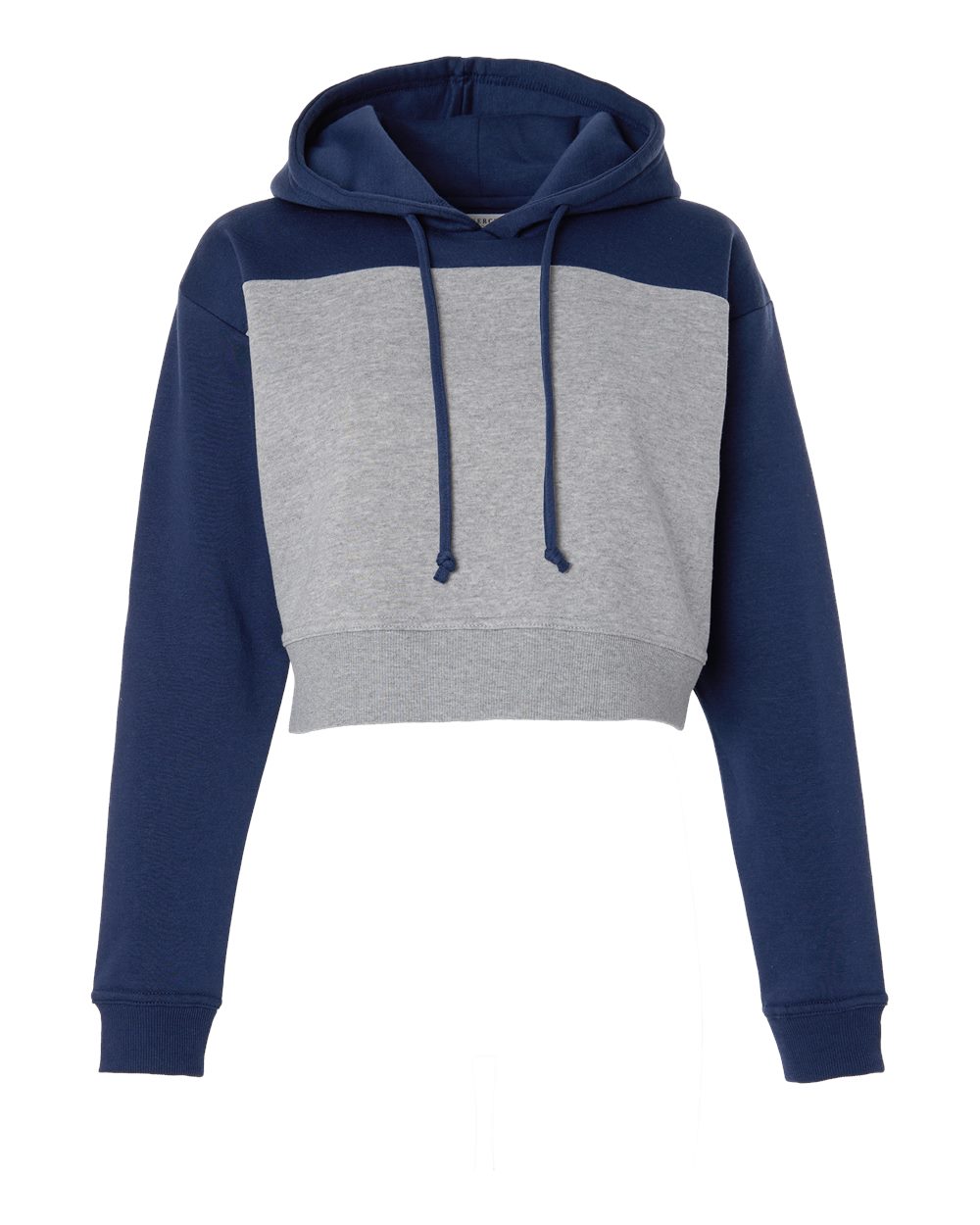 Boxercraft Women's Cropped Fleece Hooded Sweatshirt. BW5404 - Navy/ Oxford Heather
