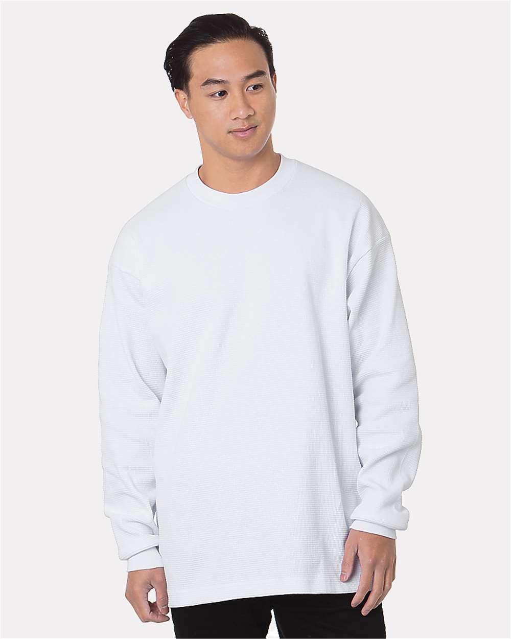 Bayside Men's USA-Made Heavyweight Waffle Knit Thermal. 8205 - White