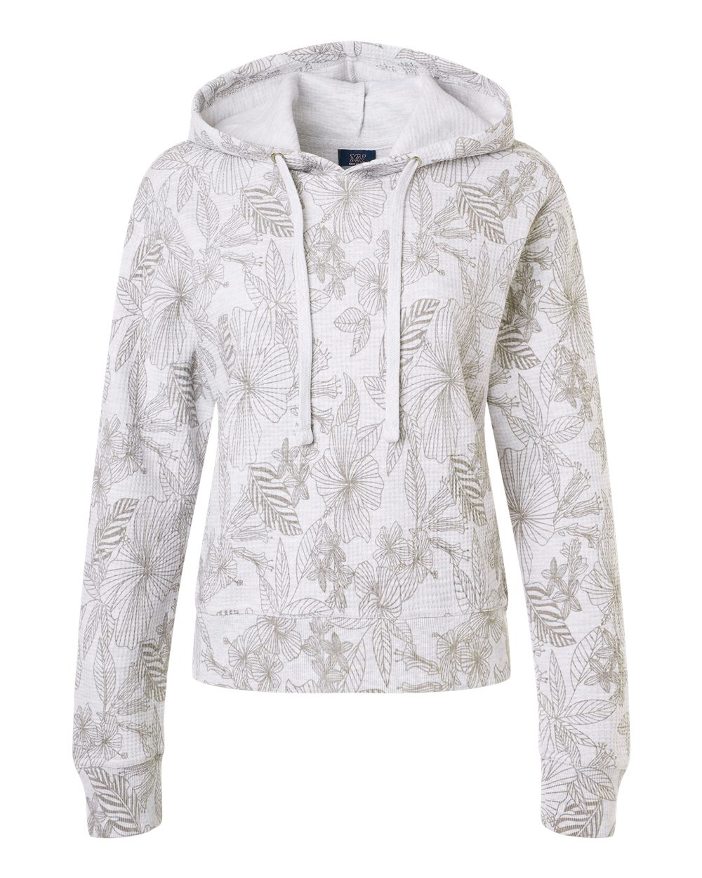 MV Sport Women's Maddie Floral Print Hooded Sweatshirt. W24105 - Ash