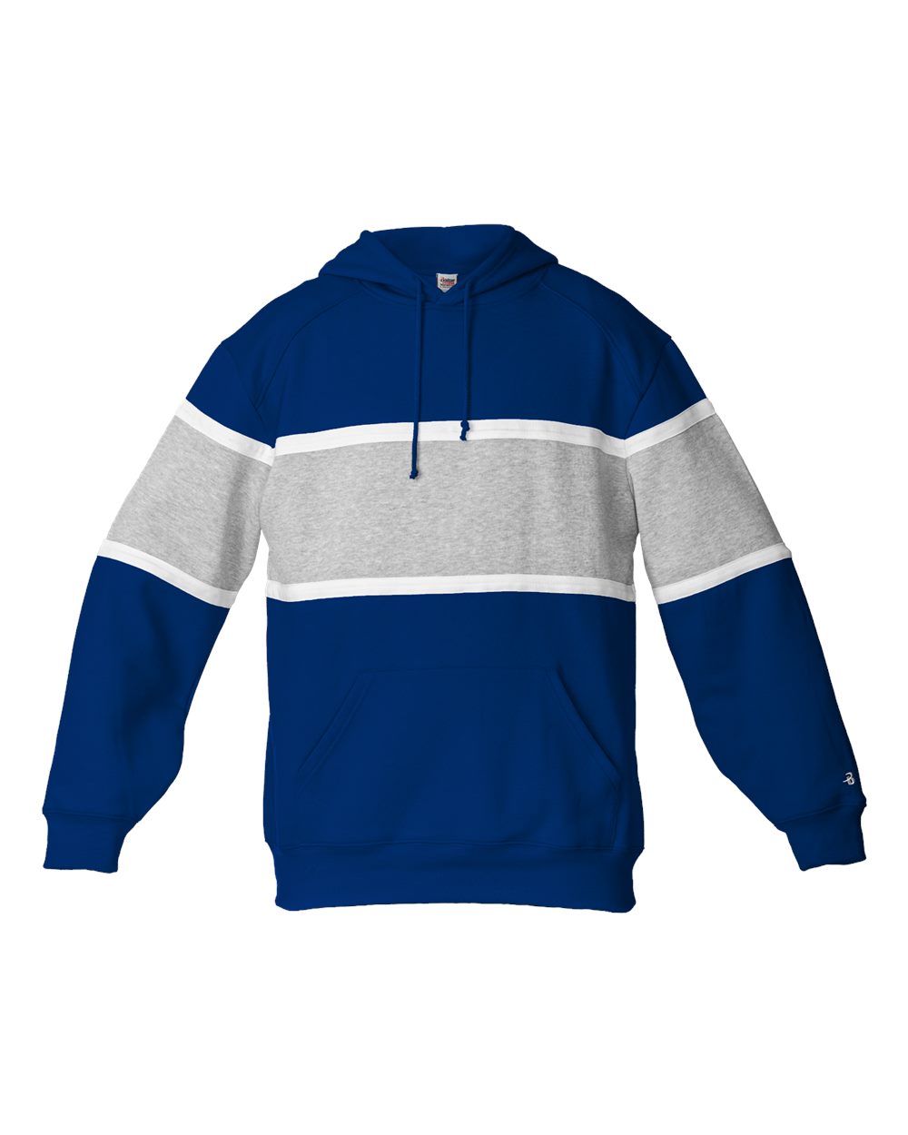 Badger Unisex United Athletic Fleece Hooded Sweatshirt. 1282 - Royal/ Oxford/ White