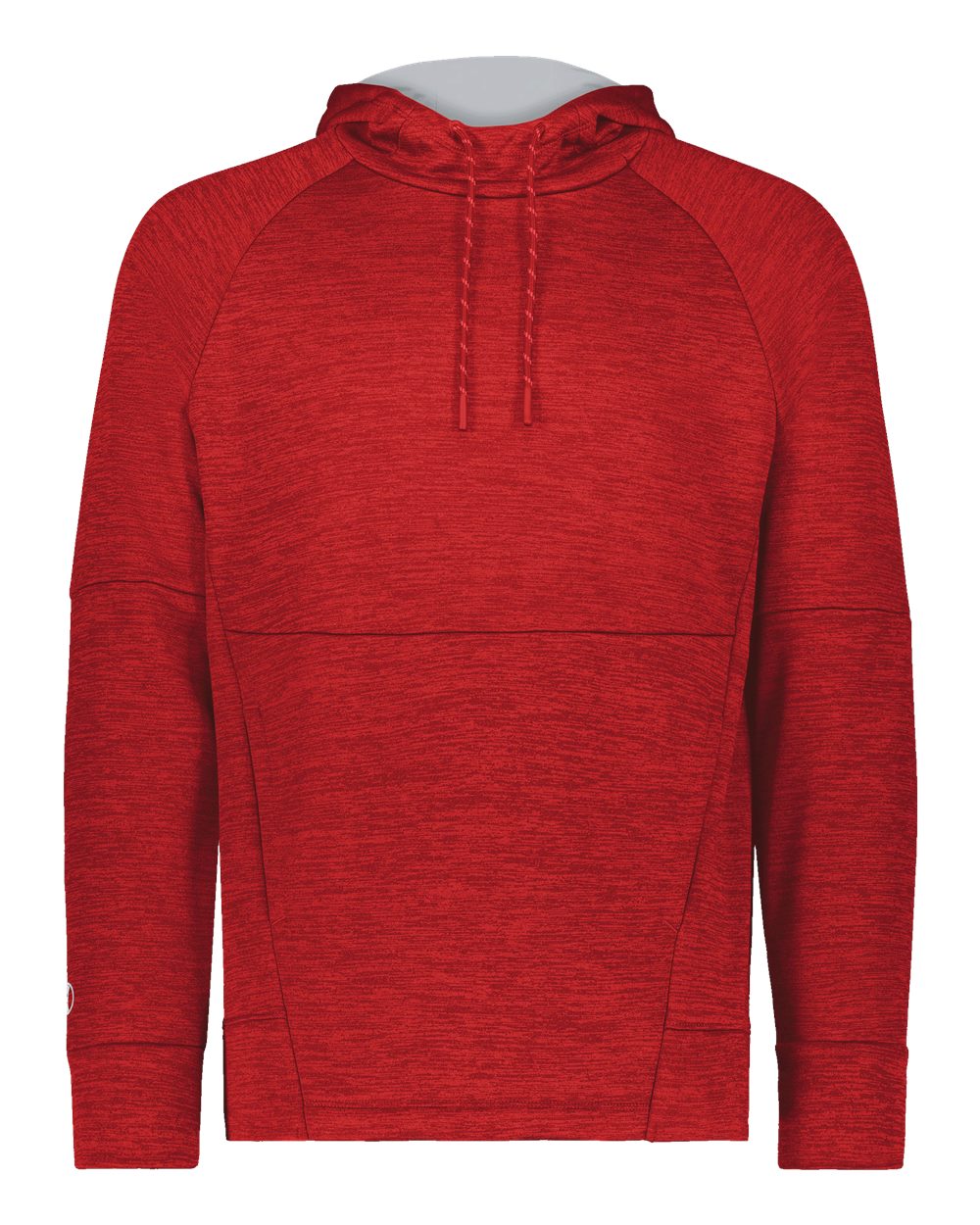 Holloway Men's All-Pro Performance Fleece Hooded Sweatshirt. 223580 - Scarlet Heather/ Silver