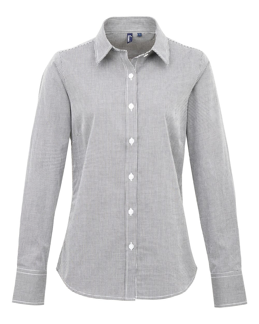 Artisan Collection by Reprime Women's Microcheck Gingham Cotton Shirt. RP320 - Black/ White