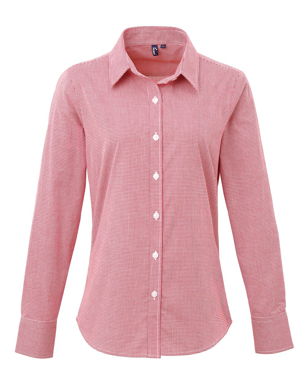 Artisan Collection by Reprime Women's Microcheck Gingham Cotton Shirt. RP320 - Red/ White