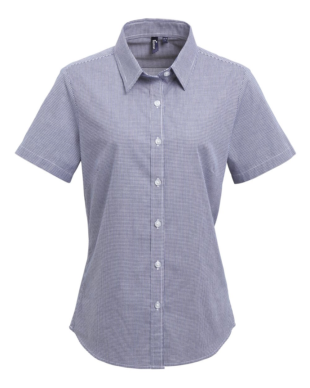 Artisan Collection by Reprime Women's Microcheck Gingham Short Sleeve Cotton Dress Shirt. RP321 - Navy/ White