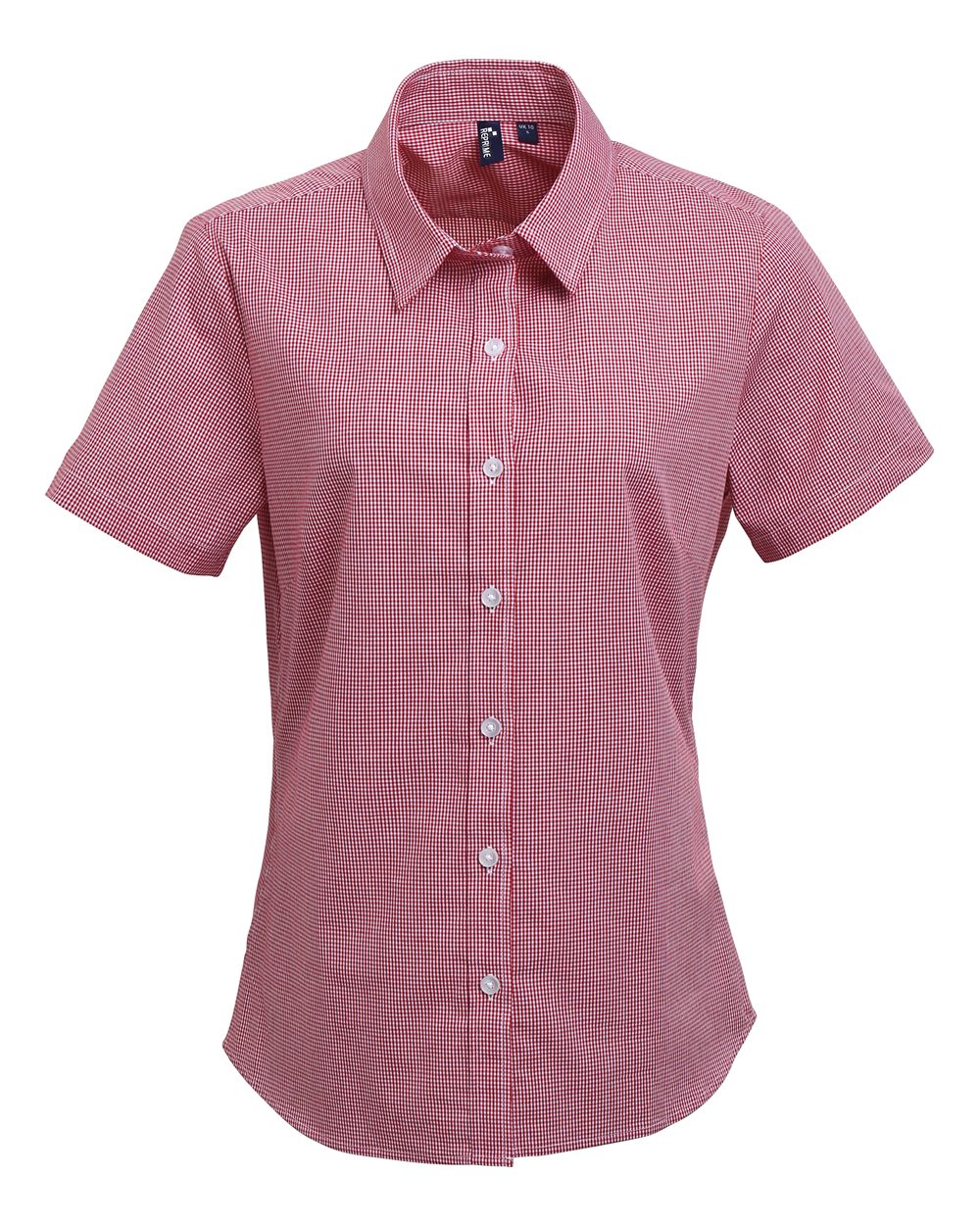Artisan Collection by Reprime Women's Microcheck Gingham Short Sleeve Cotton Dress Shirt. RP321 - Red/ White