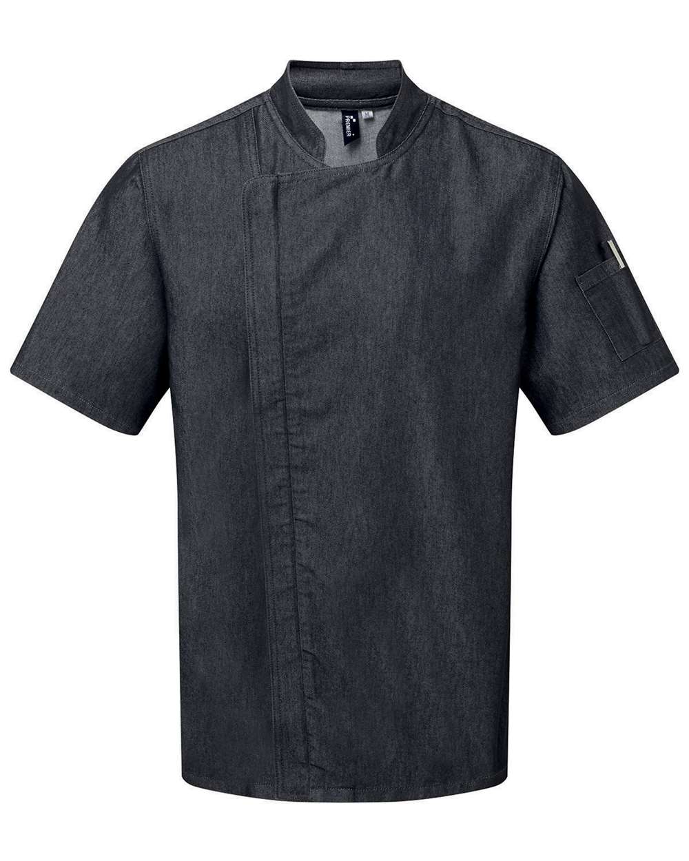 Artisan Collection by Reprime Unisex Zip-Close Short Sleeve Chef's Coat. RP906 - Black Denim