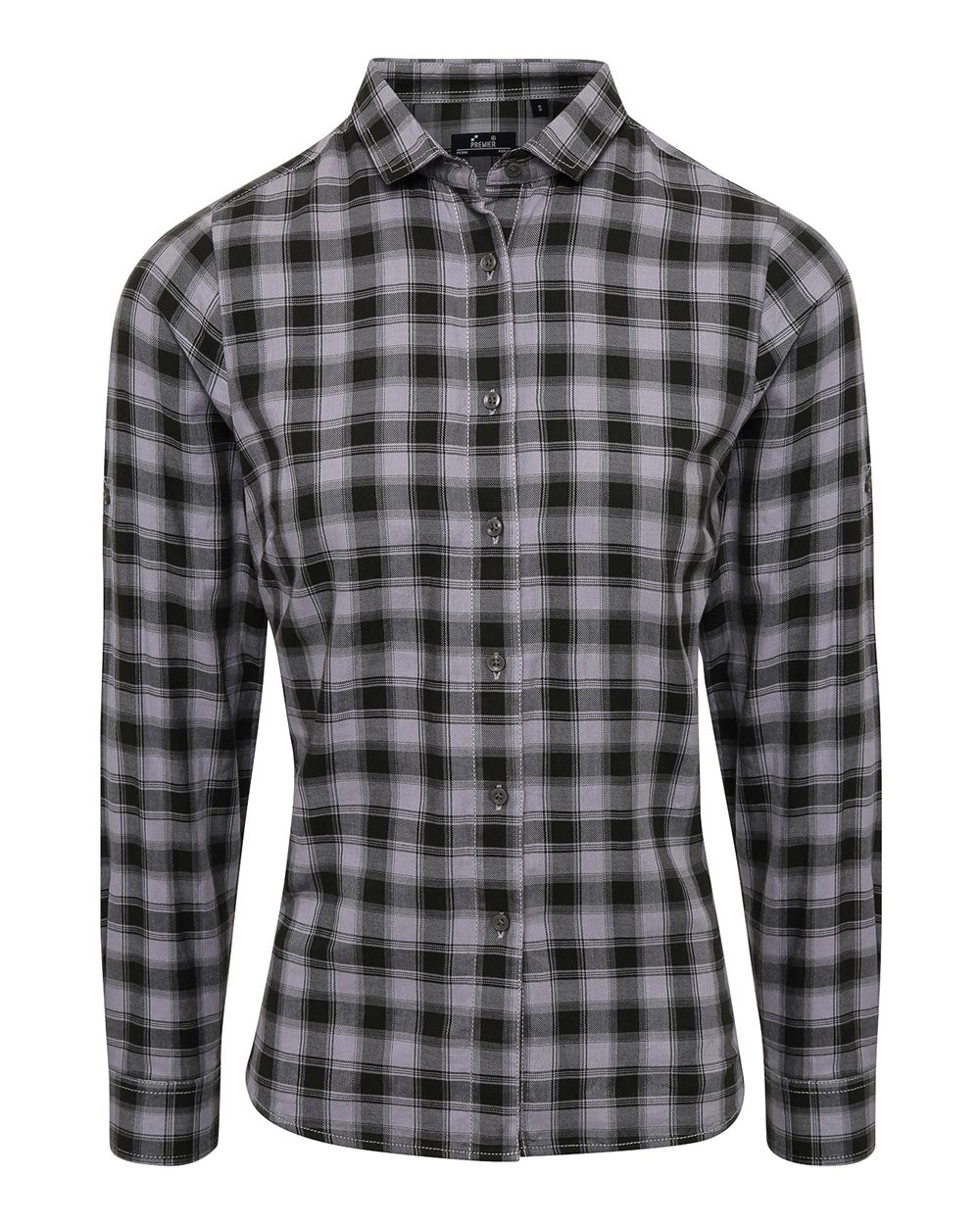 Artisan Collection by Reprime Women's Mulligan Check Cotton Dress Shirt. RP350 - Steel/ Black