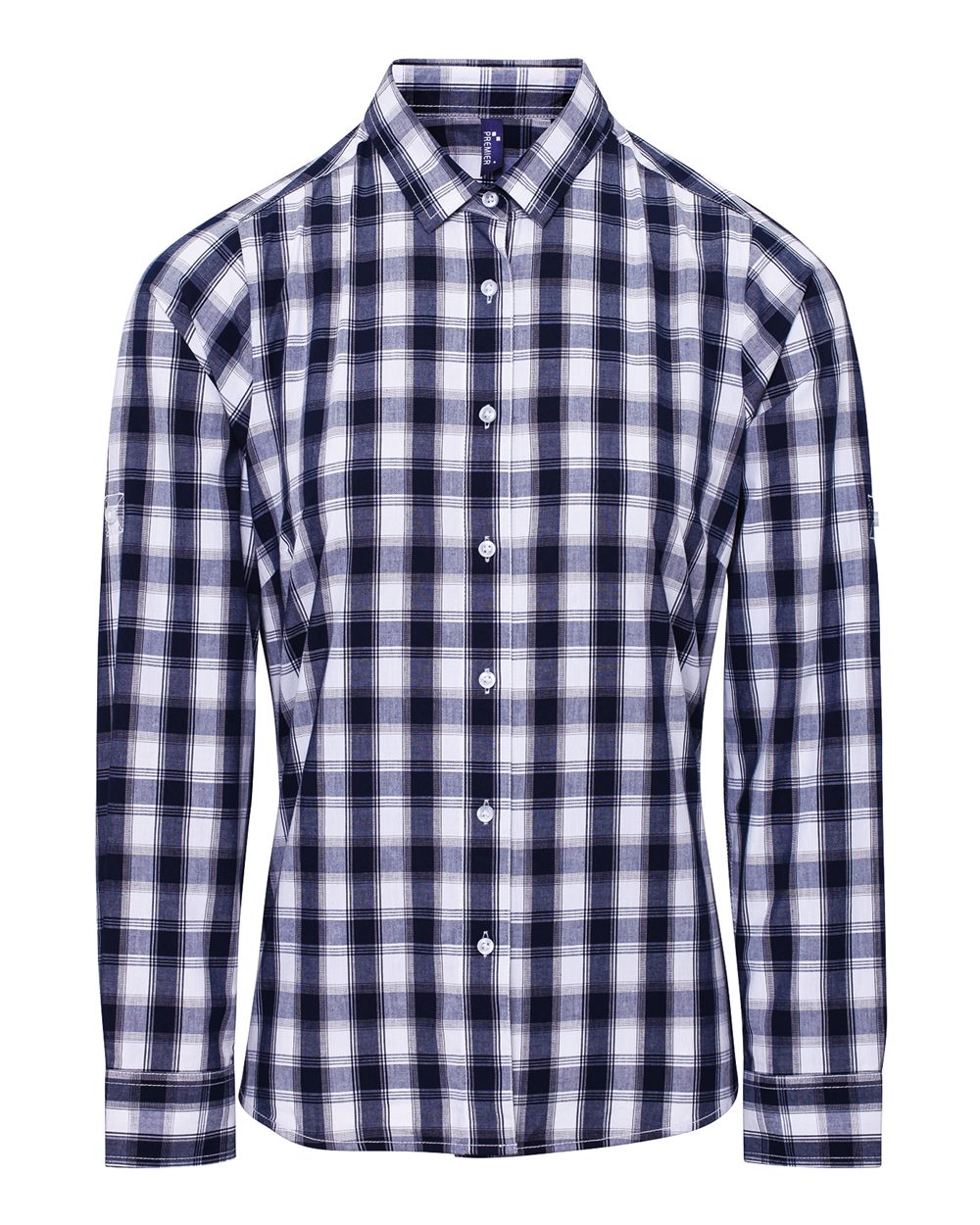 Artisan Collection by Reprime Women's Mulligan Check Cotton Dress Shirt. RP350 - White/ Navy