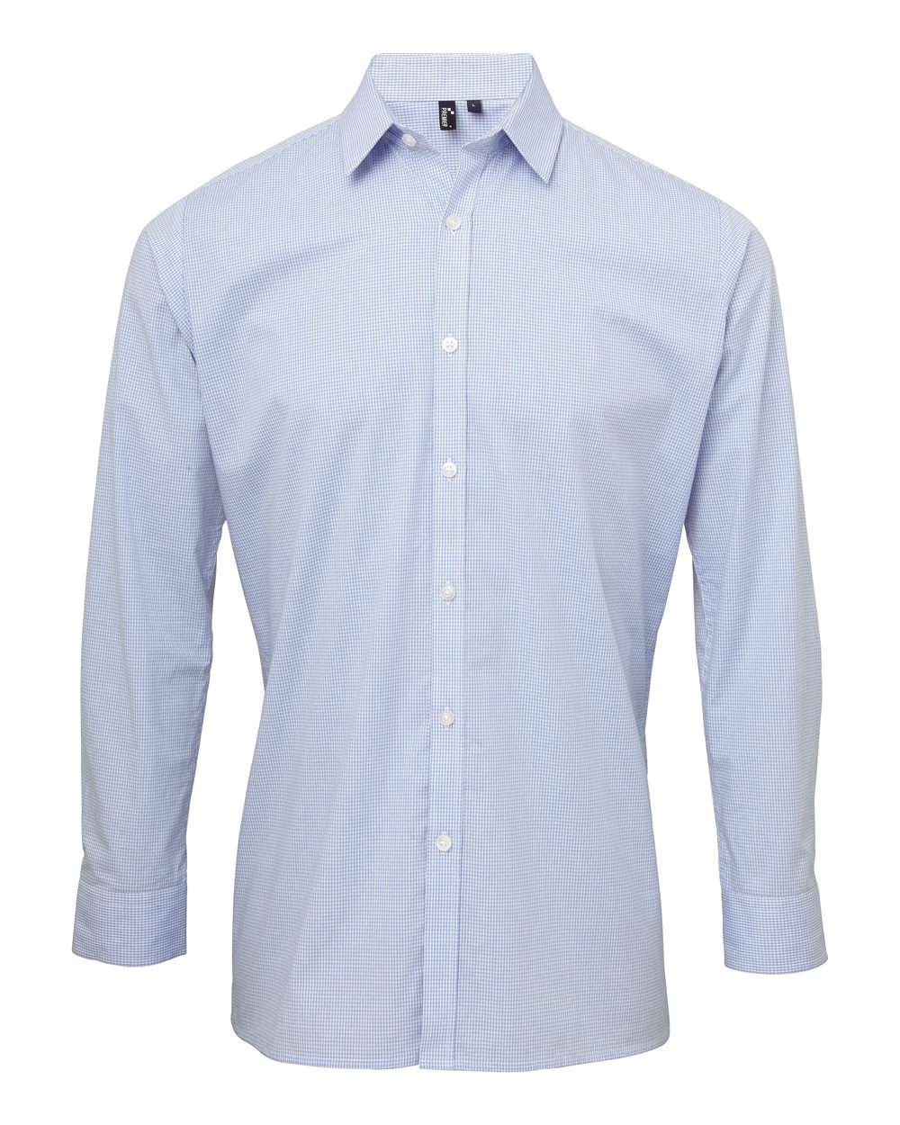 Artisan Collection by Reprime Men's Microcheck Gingham Cotton Shirt. RP220 - Light Blue/ White