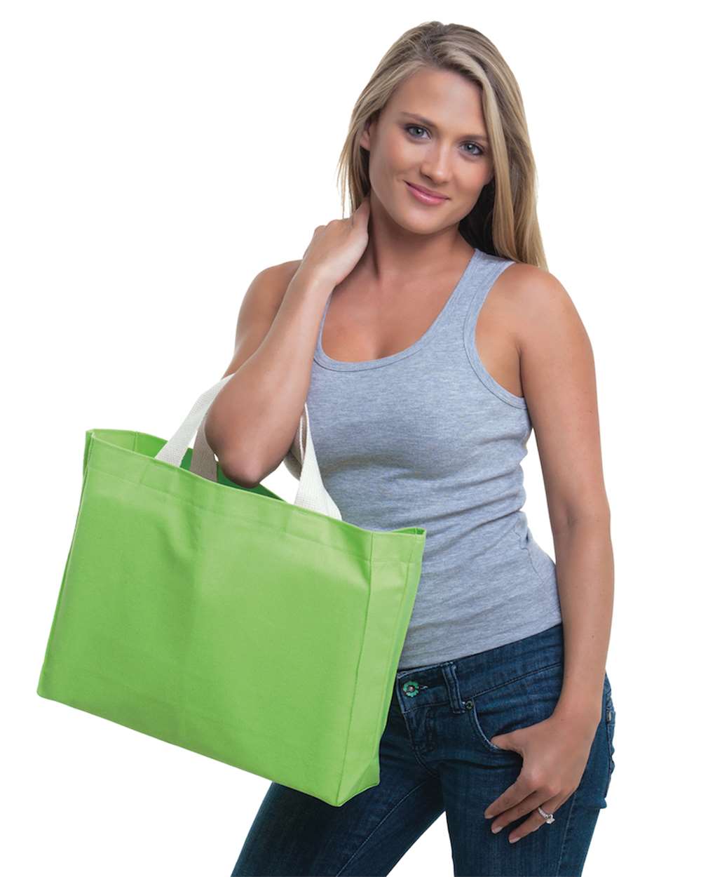 Bayside USA-Made Canvas Medium Gusset Tote Bag. BA750 - Lime Green