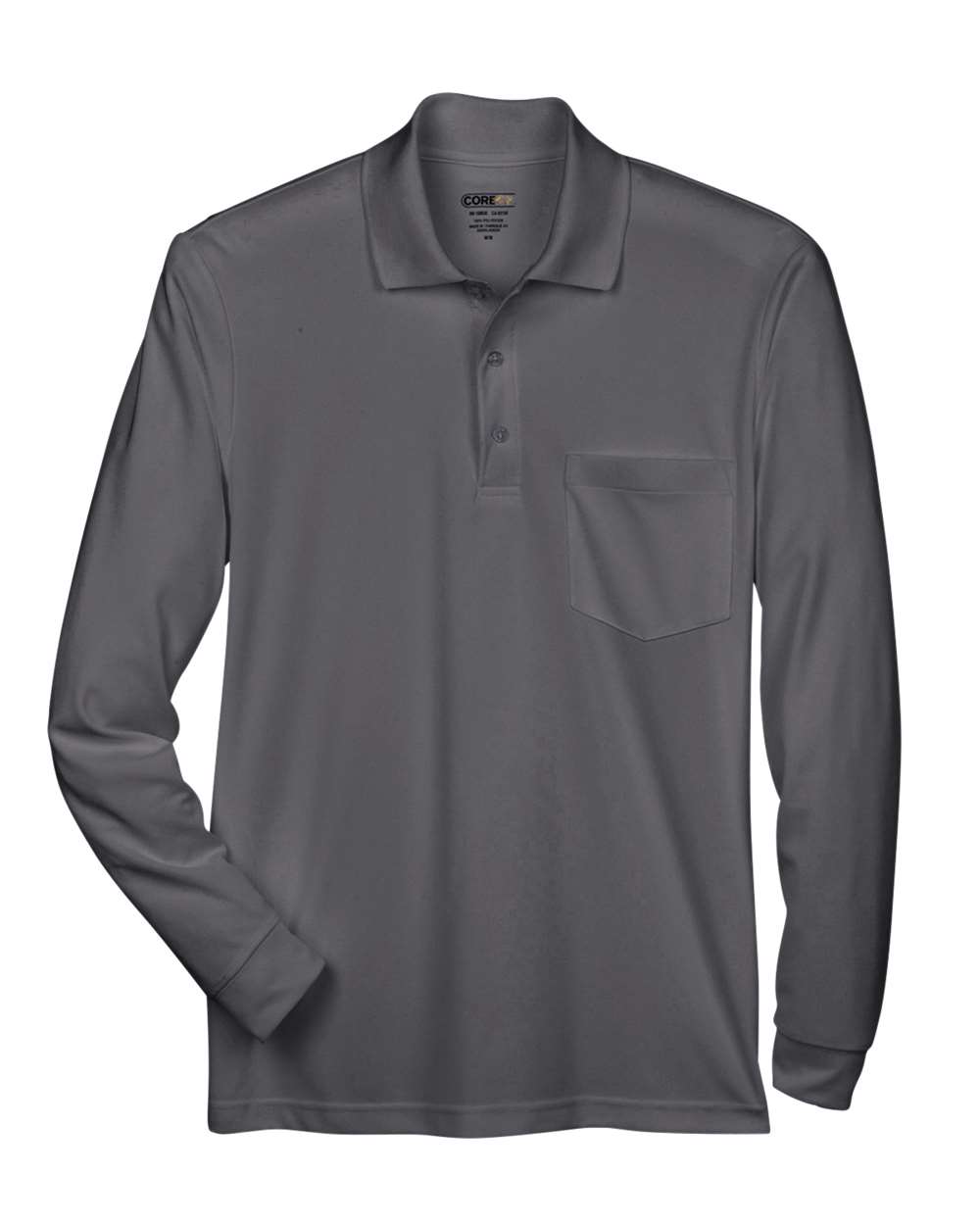 CORE365 Men's Pinnacle Performance Long Sleeve Piqué Polo with Pocket. 88192P - Carbon